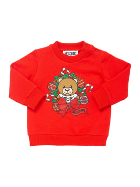 Moschino: Sweat-shirt en coton caoutchouté - Rouge - kids-girls_0 | Luisa Via Roma