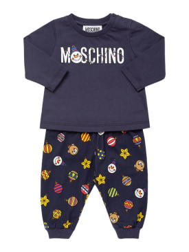 Moschino: T-shirt e pantaloni in jersey di cotone - Navy - kids-girls_0 | Luisa Via Roma