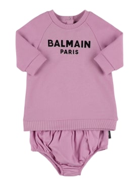 Balmain: Organic cotton dress w/diaper cover - Lila - kids-girls_0 | Luisa Via Roma