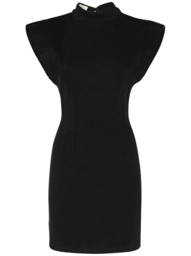 Isabel Marant: Nina stretch cotton mini dress - Black - women_0 | Luisa Via Roma