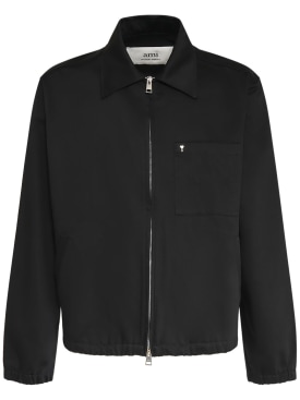 AMI Paris: ADC compact cotton zip jacket - Black - men_0 | Luisa Via Roma