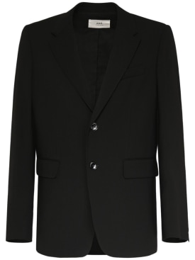 AMI Paris: Wool blend twill blazer - Black - men_0 | Luisa Via Roma