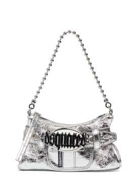 Dsquared2: Gothic Dsquared2 leather shoulder bag - Silver - women_0 | Luisa Via Roma