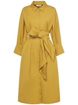 'S Max Mara: Tabata poplin belted midi shirt dress - Yellow - women_0 | Luisa Via Roma