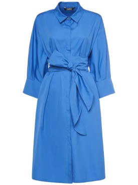 'S Max Mara: Tabata poplin belted midi shirt dress - Blue - women_0 | Luisa Via Roma