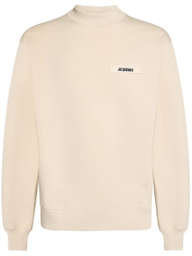 Jacquemus: Le Cotton Gros Grain sweatshirt - Beige - men_0 | Luisa Via Roma