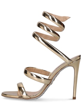 René Caovilla: 105mm hohe Sandaletten aus Spiegelleder - Gold - women_0 | Luisa Via Roma