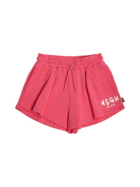 MSGM: Shorts in felpa di cotone - Fucsia - kids-girls_0 | Luisa Via Roma