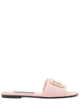 Dolce&Gabbana: Bianca raffia effect slide sandals - Pink - women_0 | Luisa Via Roma