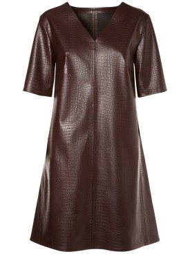 Max Mara: Eliot embossed faux leather mini dress - Brown - women_0 | Luisa Via Roma