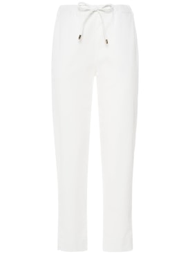 Max Mara: Terreno cotton drill straight pants - White - women_0 | Luisa Via Roma