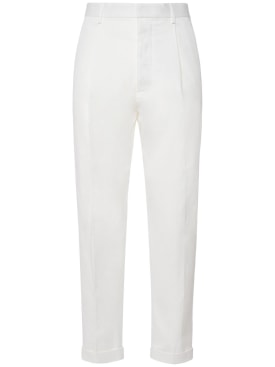 Dsquared2: Pleated stretch cotton pants - White - men_0 | Luisa Via Roma