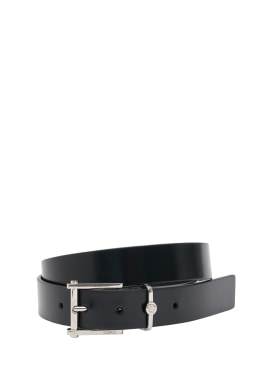 Versace: 30mm leather belt - Black/Silver - men_0 | Luisa Via Roma