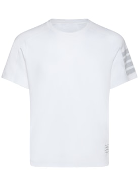Thom Browne: Camiseta de algodón con manga corta - Blanco - men_0 | Luisa Via Roma