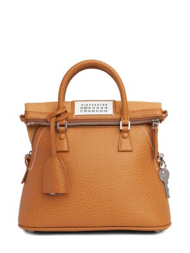Maison Margiela: 5AC mini grained leather top handle bag - Mustard - women_0 | Luisa Via Roma