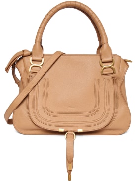 Chloé: Small Marcie leather shoulder bag - Light Tan - women_0 | Luisa Via Roma