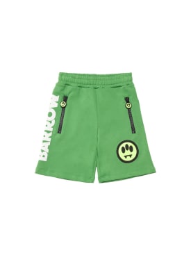 Barrow: Printed cotton sweat shorts - Green - kids-boys_0 | Luisa Via Roma