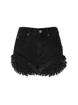 Isabel Marant: Eneidao fringed cotton denim shorts - Washed Black - women_0 | Luisa Via Roma