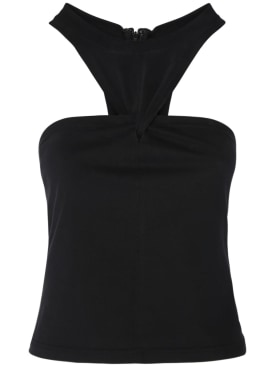 Isabel Marant: Zineba triangle cutout cotton top - Black - women_0 | Luisa Via Roma
