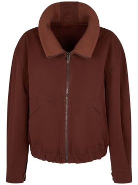 Lemaire: Double layer cotton casual jacket - Brown - women_0 | Luisa Via Roma
