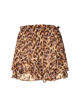 Marant Etoile: Sornel printed viscose shorts - Ochre/Multi - women_0 | Luisa Via Roma