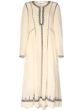 Marant Etoile: Pippa刺绣棉质罩衫式连衣裙 - 淡褐色 - women_0 | Luisa Via Roma