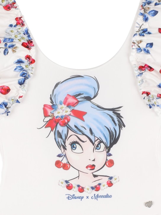 Monnalisa: 印花科技织物连体泳衣 - 白色 - kids-girls_1 | Luisa Via Roma