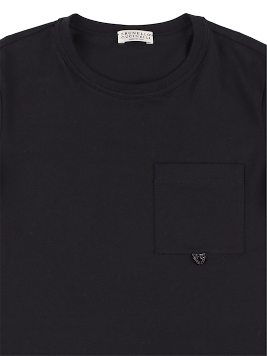 Brunello Cucinelli: In jersey di cotone - Nero - kids-girls_1 | Luisa Via Roma