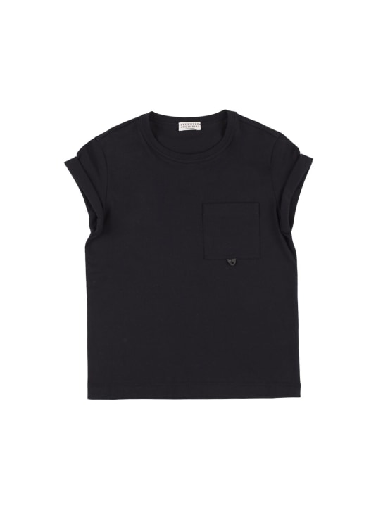 Brunello Cucinelli: In jersey di cotone - Nero - kids-girls_0 | Luisa Via Roma