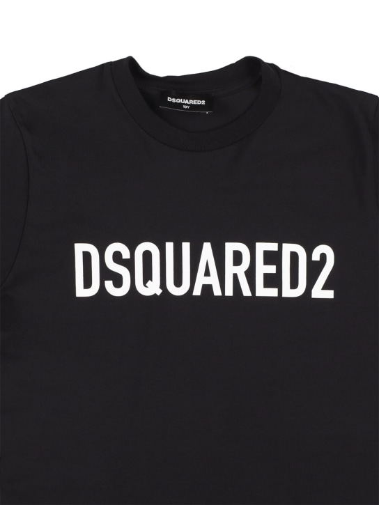 Dsquared2: Cotton jersey t-shirt w/ logo - Black - kids-boys_1 | Luisa Via Roma