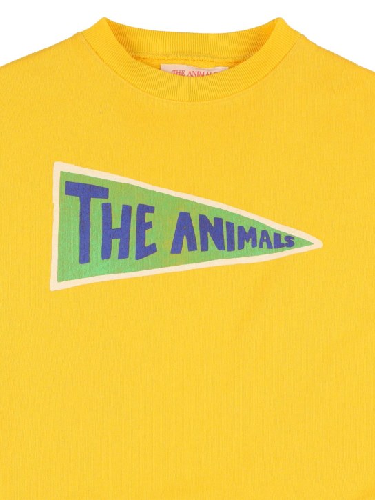 The Animals Observatory: Sweat-shirt en coton imprimé logo - Jaune - kids-boys_1 | Luisa Via Roma