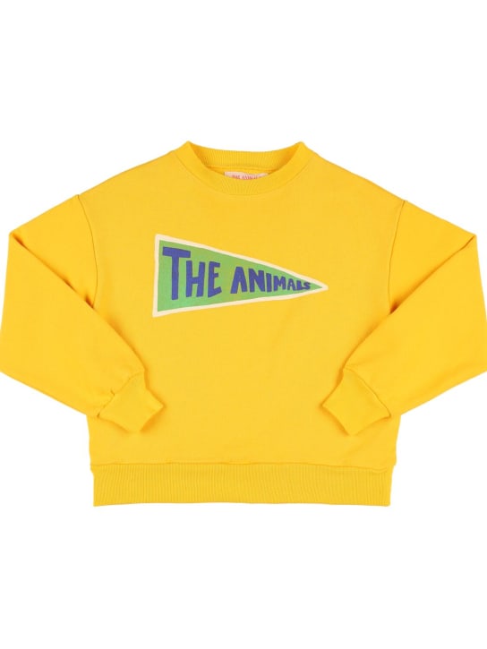 The Animals Observatory: Sweat-shirt en coton imprimé logo - Jaune - kids-boys_0 | Luisa Via Roma