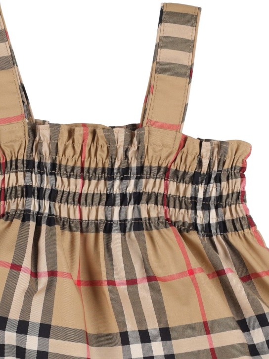 Burberry: Check cotton dress & diaper cover - Beige - kids-girls_1 | Luisa Via Roma