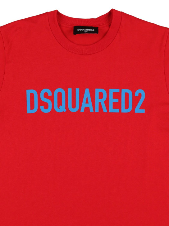 Dsquared2: Camiseta de jersey de algodón con logo - Rojo - kids-boys_1 | Luisa Via Roma