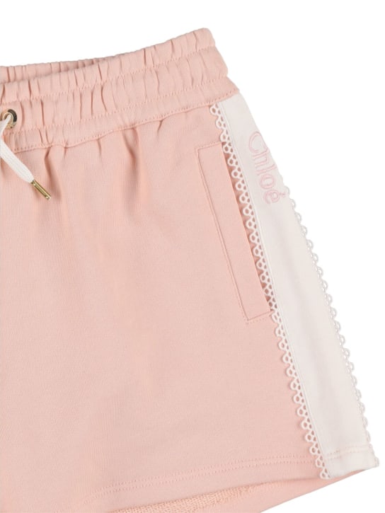 Chloé: オーガニックコットンジャージーショートパンツ - ピンク - kids-girls_1 | Luisa Via Roma