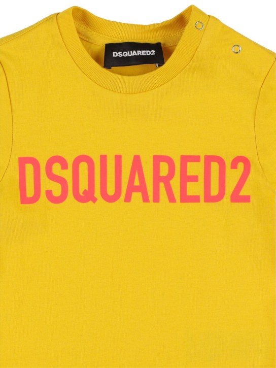 Dsquared2: T-shirt in jersey di cotone stampato - Giallo - kids-boys_1 | Luisa Via Roma