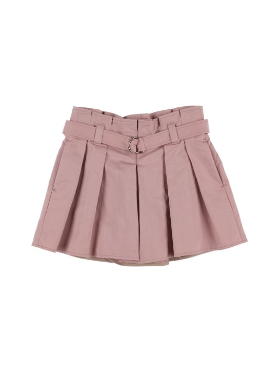 Brunello Cucinelli: Paper bag waist crispy cotton shorts - Pink - kids-girls_0 | Luisa Via Roma