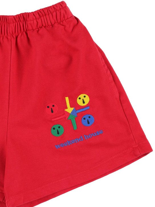 Weekend House Kids: Shorts in cotone organico con ricami - Rosso - kids-girls_1 | Luisa Via Roma