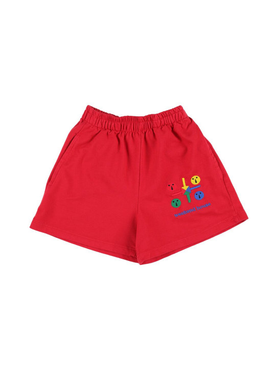 Weekend House Kids: Shorts in cotone organico con ricami - Rosso - kids-girls_0 | Luisa Via Roma