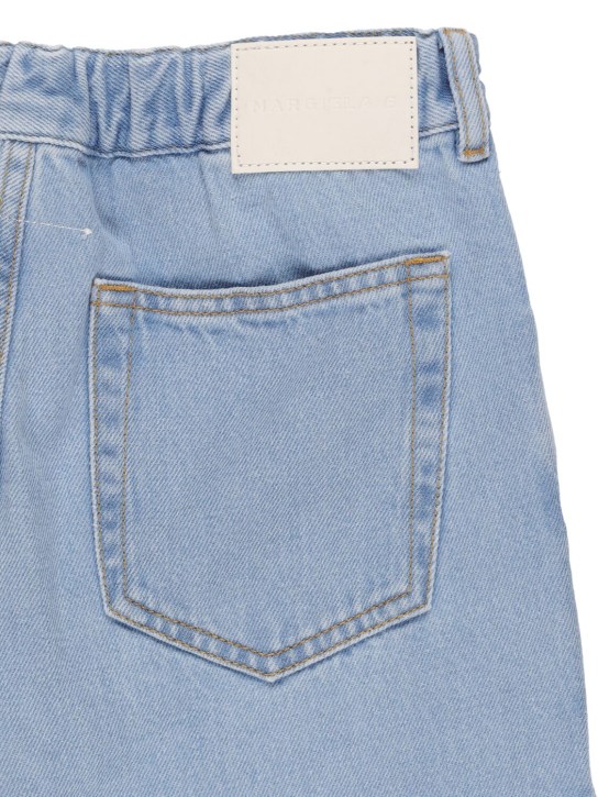 MM6 Maison Margiela: Jeans de denim de algodón con pierna ancha - Denim - kids-girls_1 | Luisa Via Roma