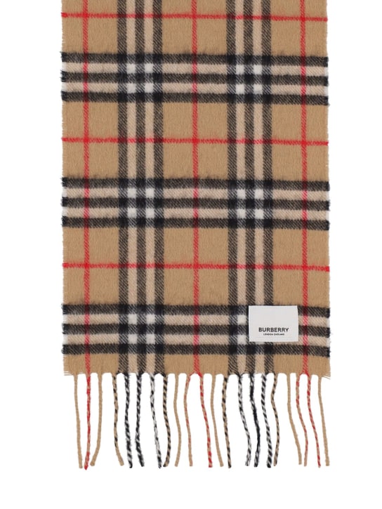 Burberry: Check intarsia cashmere scarf - Beige - kids-boys_1 | Luisa Via Roma