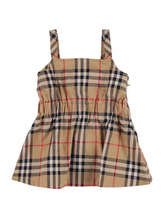 Burberry: Check cotton blend dress - Beige - kids-girls_0 | Luisa Via Roma