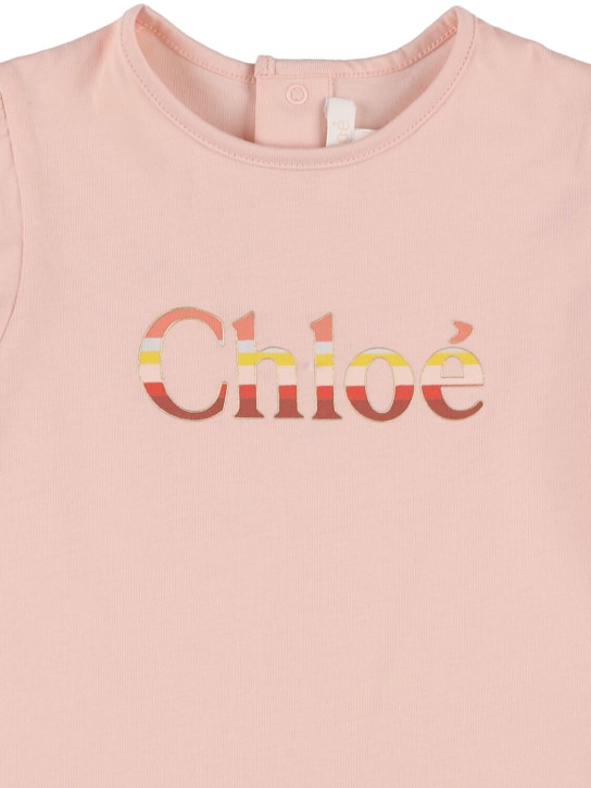 Chloé: 로고 프린트 오가닉 코튼 티셔츠 - kids-girls_1 | Luisa Via Roma