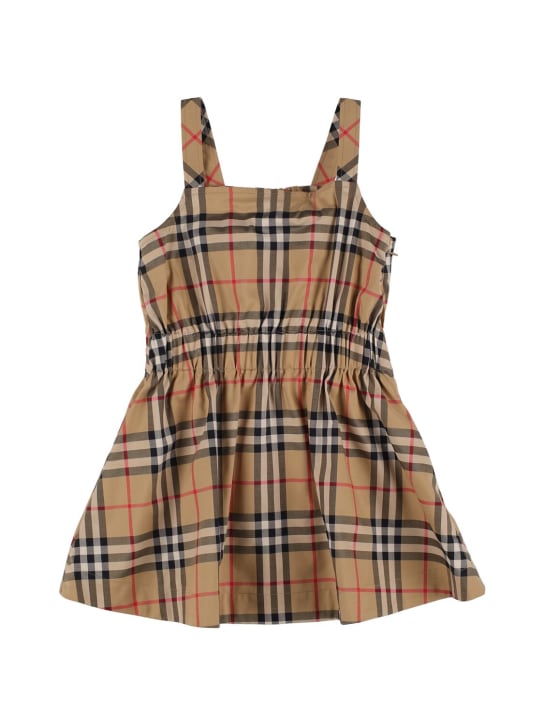 Burberry: Check cotton sleeveless dress - Beige - kids-girls_0 | Luisa Via Roma