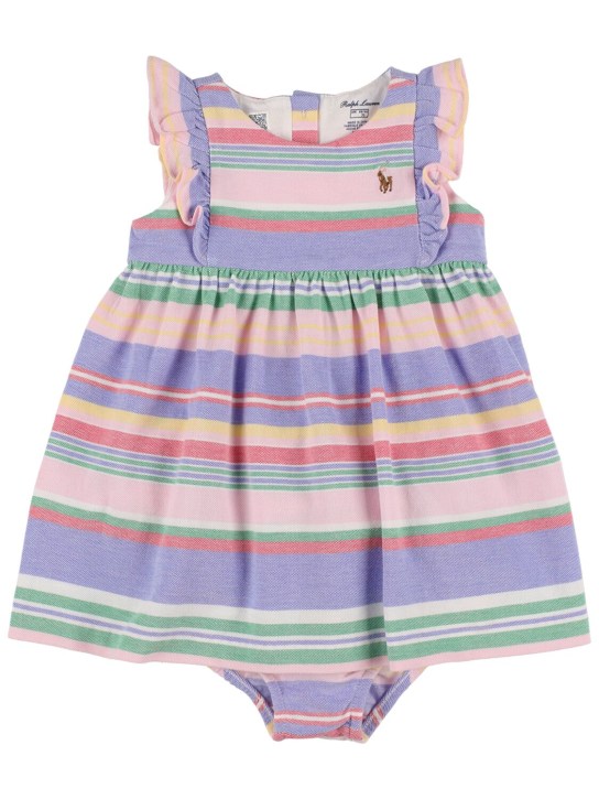 Polo Ralph Lauren: Cotton dress & diaper cover - Multicolor - kids-girls_0 | Luisa Via Roma