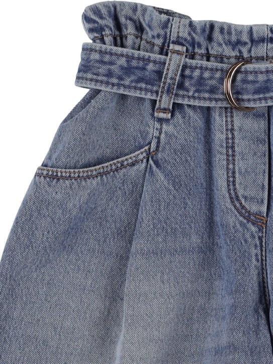 Brunello Cucinelli: Paper bag waist light denim shorts - Denim - kids-girls_1 | Luisa Via Roma