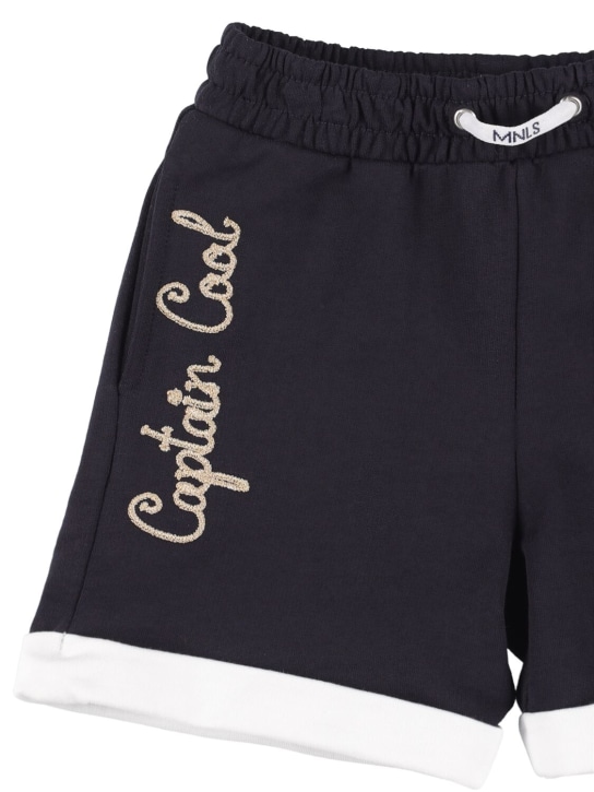 Monnalisa: 刺绣棉质短裤 - 海军蓝 - kids-girls_1 | Luisa Via Roma