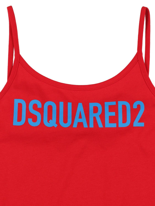 Dsquared2: Vestido de algodón jersey sin mangas con logo - Rojo - kids-girls_1 | Luisa Via Roma