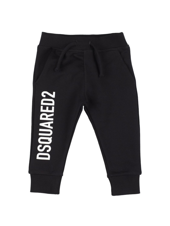 Dsquared2: Pantalones deportivos de algodón estampados - Negro - kids-boys_0 | Luisa Via Roma