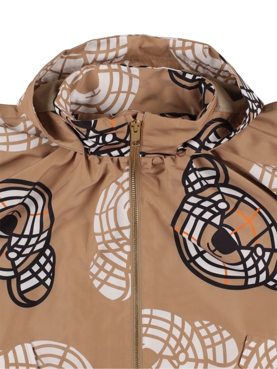 Burberry: Capa de nylon con estampado - Beige - kids-girls_1 | Luisa Via Roma